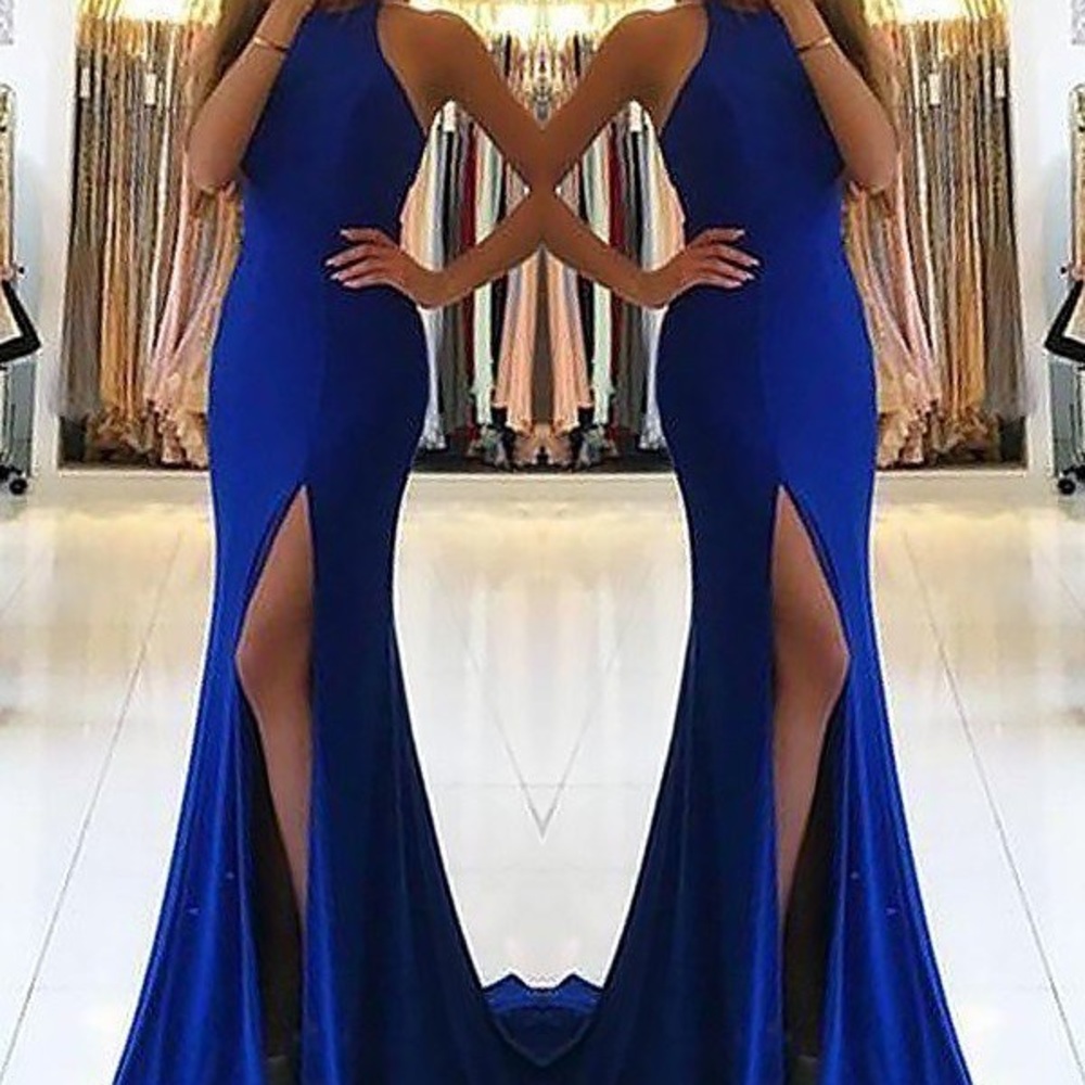 Royal blue long prom gown